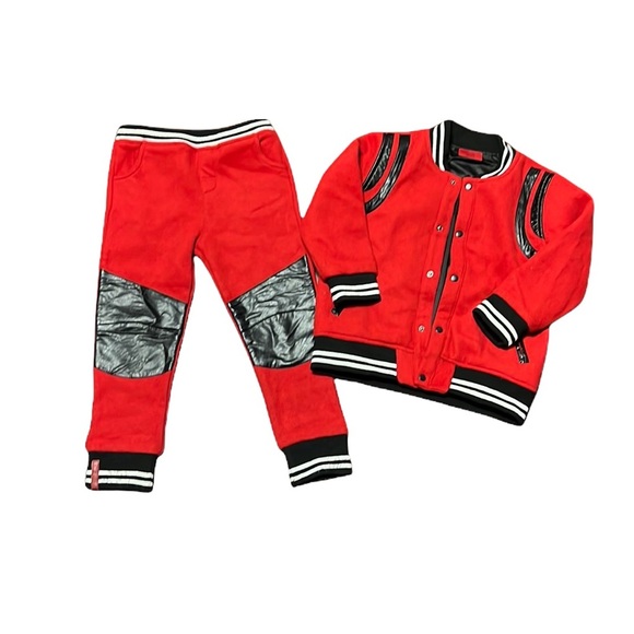 Haus of Jr Red & Black Sweatsuit Size 5-6T